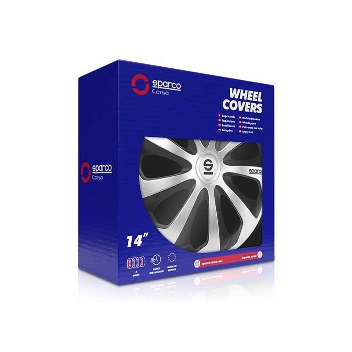 Sparco Tapacubos Sicilia Bicolor 14" Plata-Negro SPC1473SVBK 4 Unidades 2 Sparco Tapacubos Sicilia Bicolor 14" Plata-Negro SPC1473SVBK 4 Unidades 2