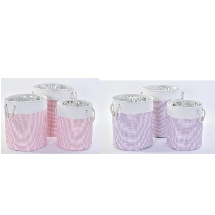 Cesta DKD Home Decor Lila Rosa 40 x 49 x 40 cm Set de 3 (2 Unidades) 3