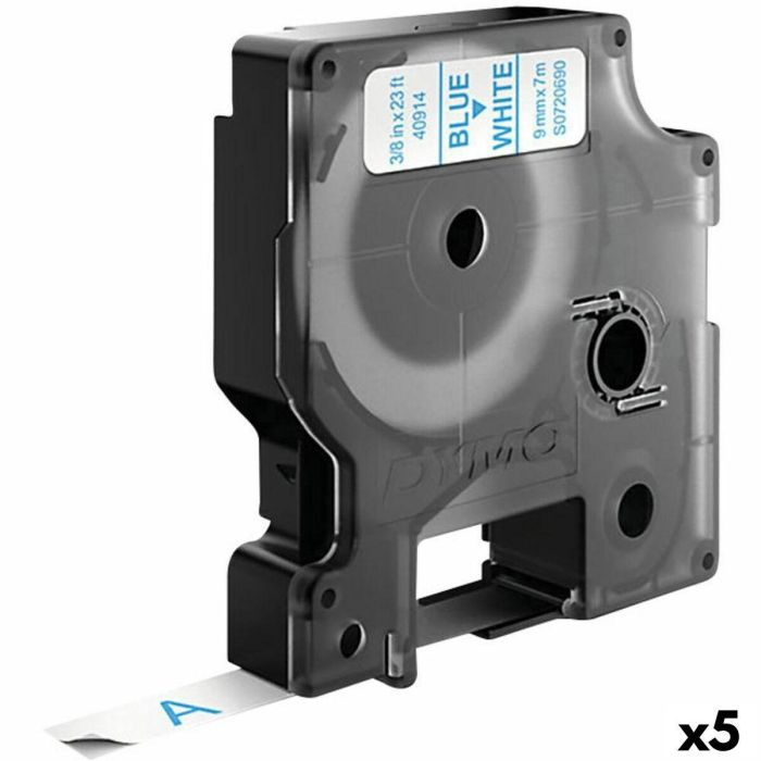 Cinta Laminada para Rotuladoras Dymo D1 40914 9 mm LabelManager™ Blanco Azul (5 Unidades)