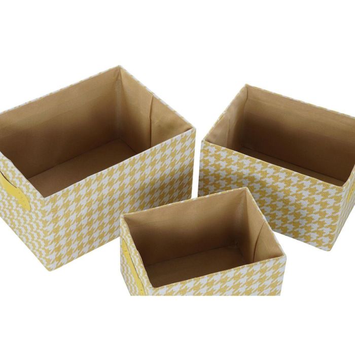 Cesta Basicos DKD Home Decor Gris Amarillo 24 x 18 x 32 cm Set de 3 (3 Unidades) 2