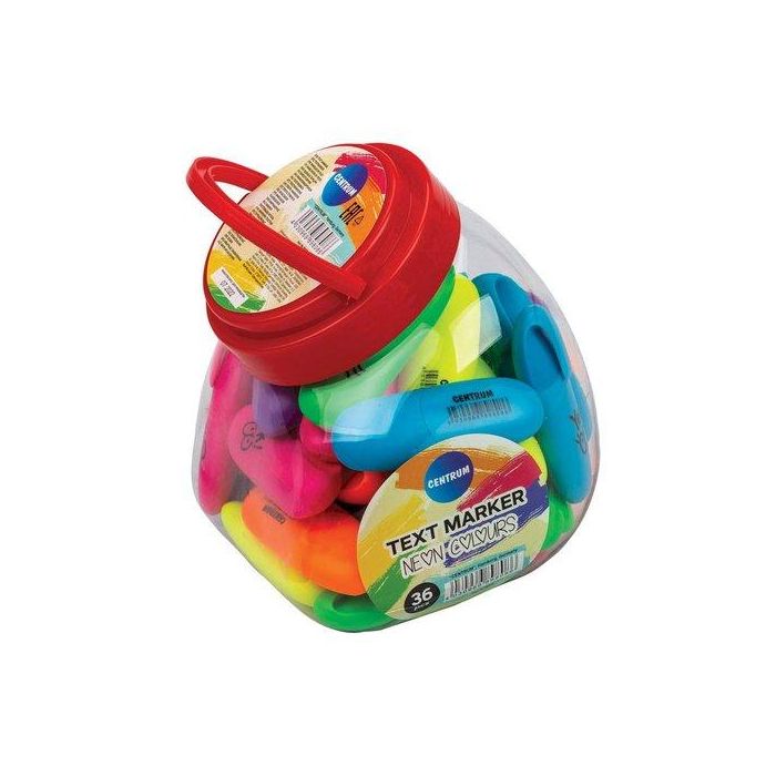 Marcador Fluor Centrum Mini Neon Surtido Expositor De 36 (6 Col.)