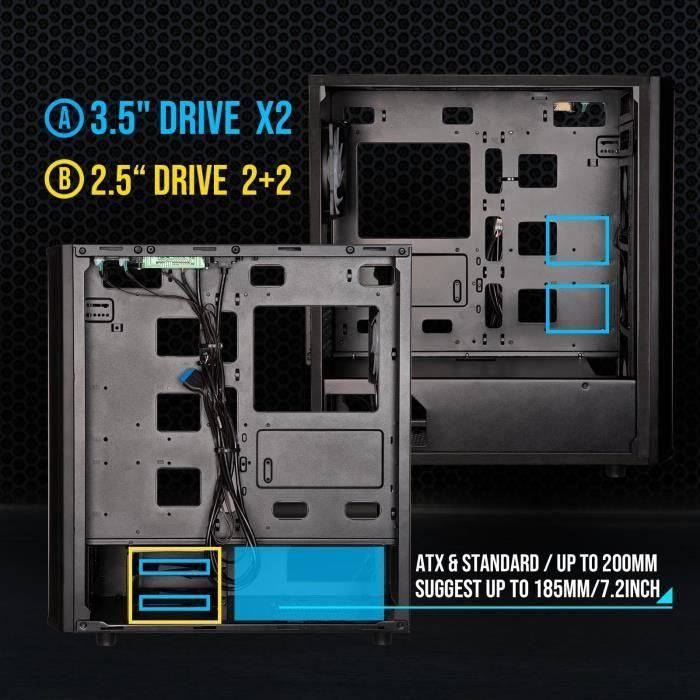 Bitfenix BIT1701162182818 Caja de PC Torre Media Sabre Mesh Formato ATX Color Negro sin Fuente de Alimentación 4