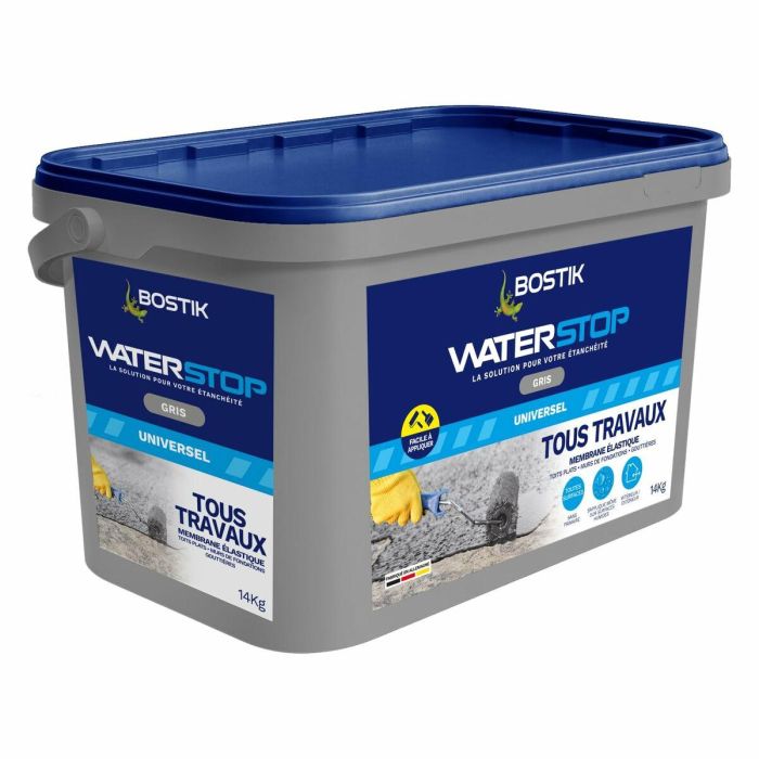 Bostik BOS3549212466909 Membrana Impermeabilizante Waterstop para Reparación de Fugas, Cubo 14 kg, Gris 8