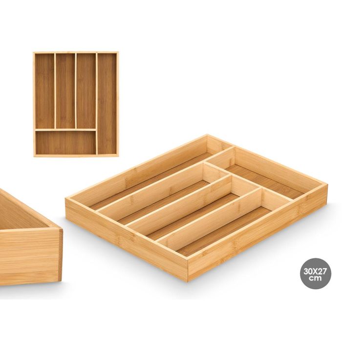 Kinvara Cubertero de Bambú con 5 Compartimentos 30x37x4.5 cm Color Natural (8 Unidades) Kinvara Cubertero de Bambú con 5 Compartimentos 30x37x4.5 cm Color Natural (8 Unidades)