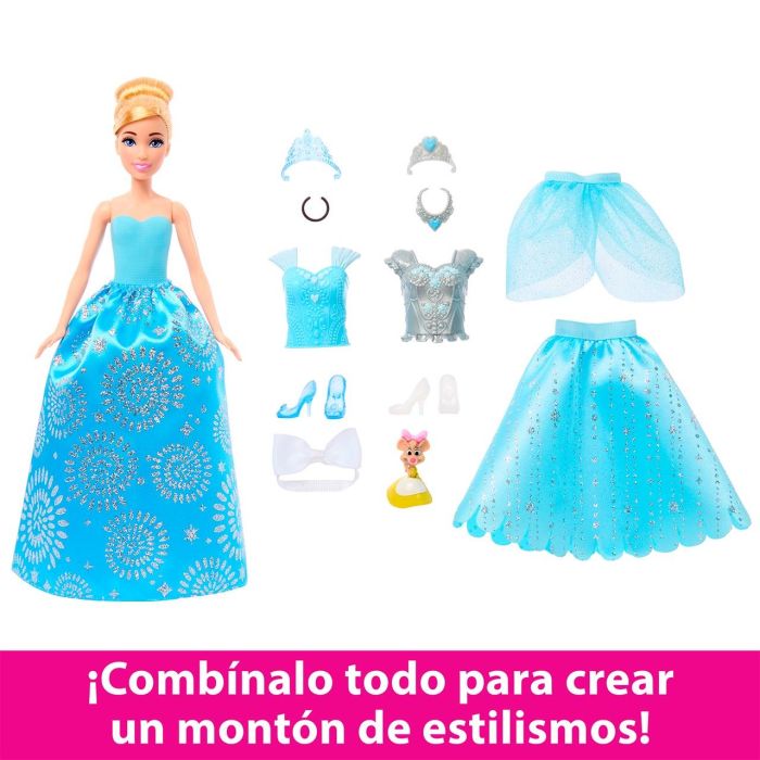 Mattel Disney Princess Cenicienta Royal Fashion Reveal Muñeca con Múltiples Conjuntos y Accesorios para Combinar 7