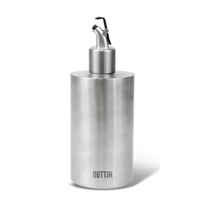 Inde Aceitera de Acero Inoxidable 550 ml con Tapón Quttin - Modelo 48, Medidas: 7 x 7 x 15 cm, Peso: 180 g (12 Unidades)