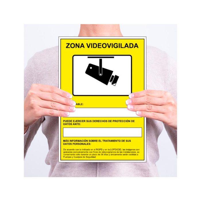 Archivo 2000 Señal "Cámaras De Vigilancia En Grabación Las 24 Horas" 210x297 Pvc Amarillo 2