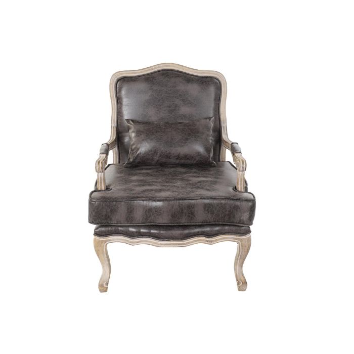 DKD Home Decor Sillón Loft Marrón Natural 70 x 66 x 94 cm PU y Rubberwood 5