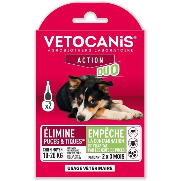 VETOCANIS Control de pulgas y garrapatas Duo Spot on - 2 pipetas - Efectividad 7 semanas - Para perros medianos VETOCANIS Control de pulgas y garrapatas Duo Spot on - 2 pipetas - Efectividad 7 semanas - Para perros medianos