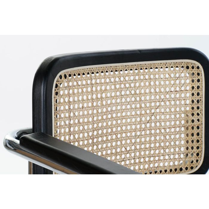 DKD Home Decor Silla Horeca Vintage Fuyang Negro Natural Ratan Acero Galvanizado Olmo 62 x 79 x 65.5 cm (4 Unidades) 2