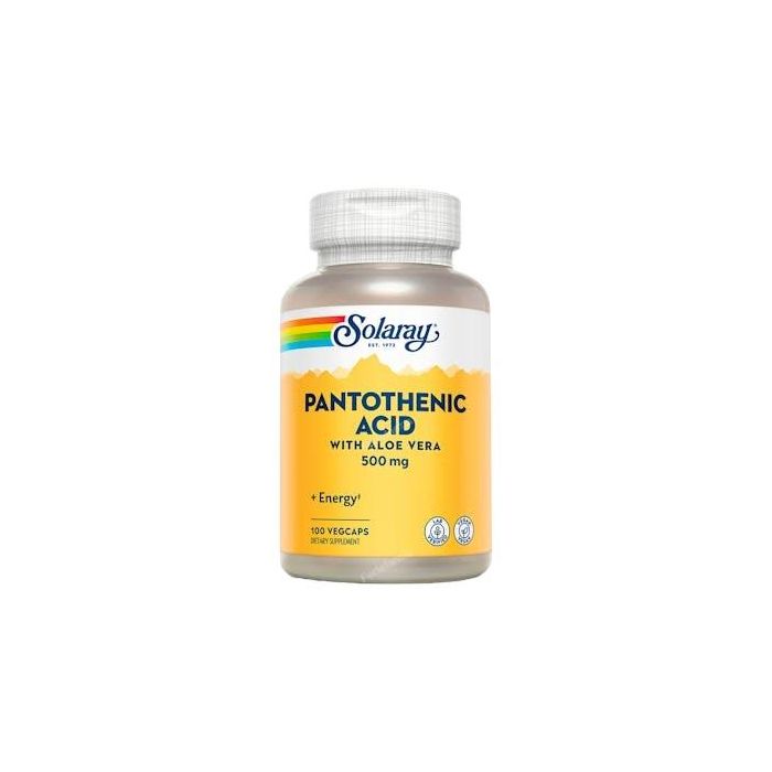 SOLARAY Ácido Pantoténico 500 mg 100 Cápsulas Vegetales Apoya el Sistema Nervioso y Reduce el Estrés