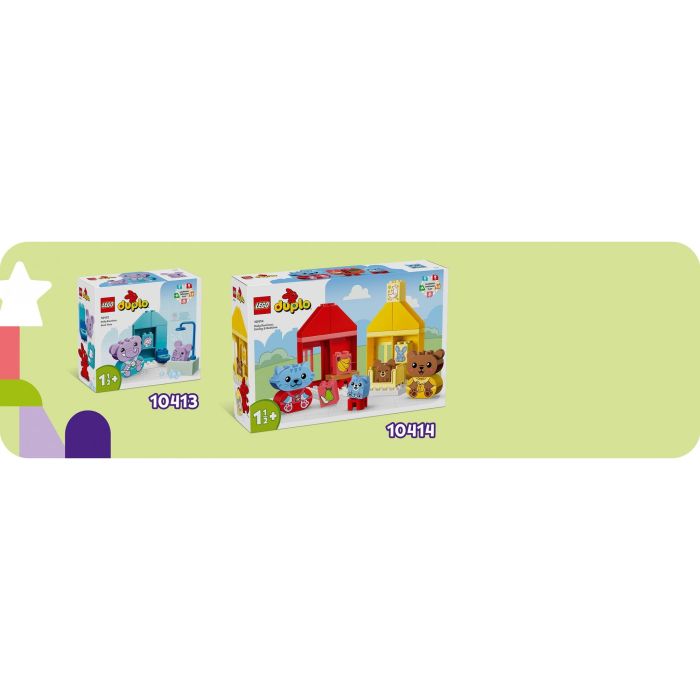 LEGO 10414 DUPLO My First: Mis Rituales Diarios - Hora de Comer y Dormir, Juguete Social con 4 Figuras de Animales 5
