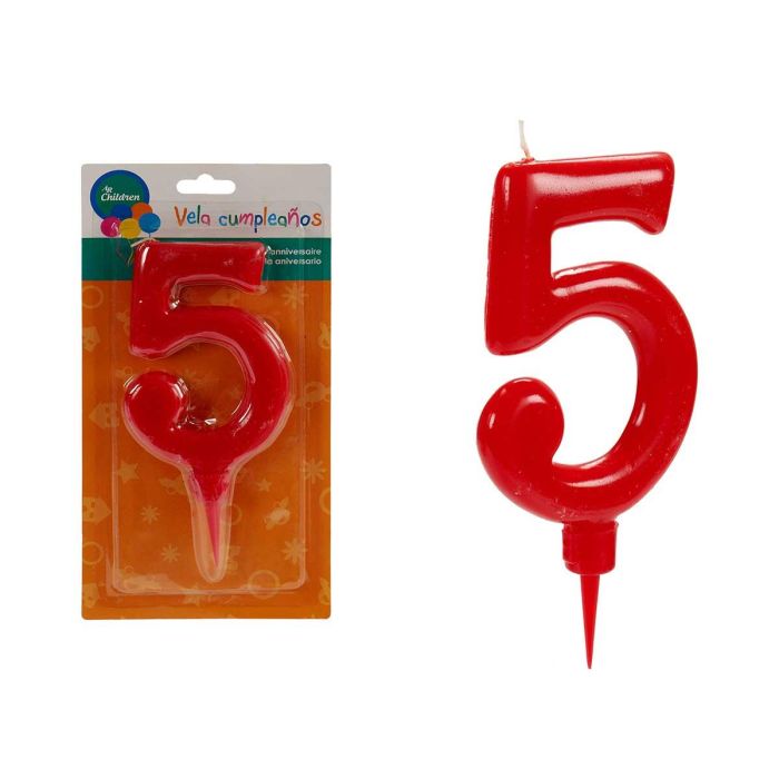 Vela Cumpleaños 5 Roja Grande Arte Regal 1X17CM (36 Unidades) Vela Cumpleaños 5 Roja Grande Arte Regal 1X17CM (36 Unidades)