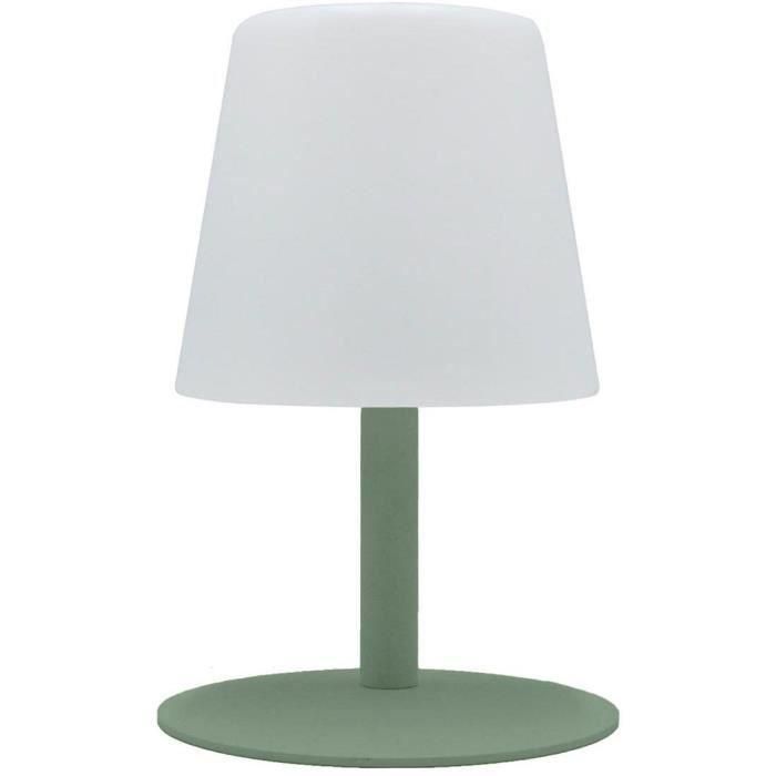 Lámpara de mesa inalámbrica - LUMISKY - STANDY MINI Oliva - Al. 25 cm - Base de acero verde oliva - LED blanco cálido y blanco