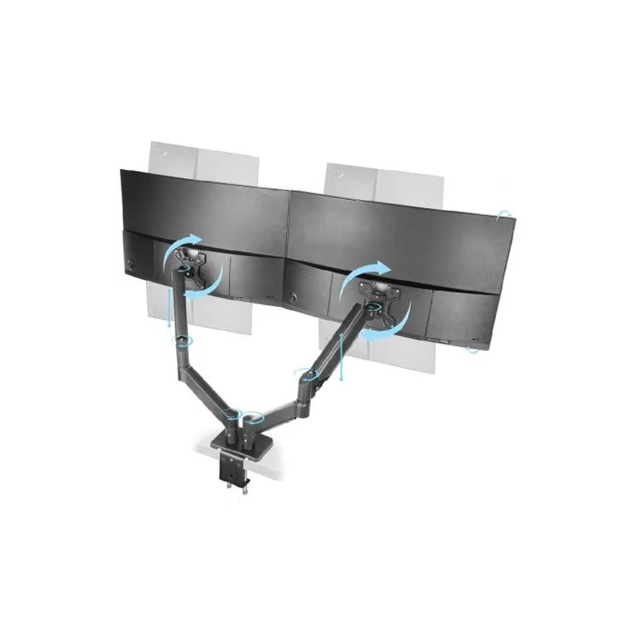 Mars Gaming Soporte de Mesa MARM-PRO2 para 2 Monitores, Giratorio, Inclinable, hasta 10kg, 13-32 pulgadas 3