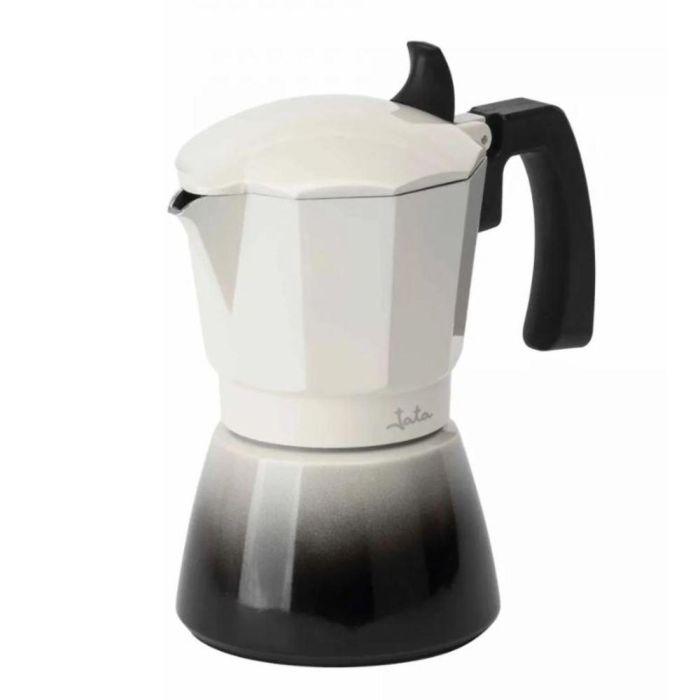 Jata HCAF2406 Cafetera Italiana Bistrea Inducción Cuerpo Aluminio 6 Tazas Blanca-Negra