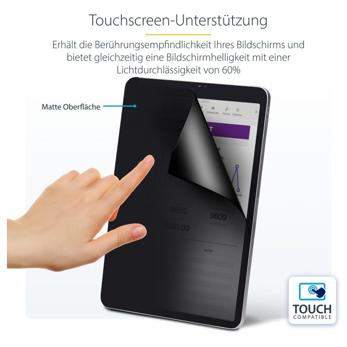 StarTech 11IP-PRIVACY-SCREEN Filtro de Privacidad Táctil 4 Vías para iPad Pro 11 Pulgadas Anti Luz Azul Antirreflejo 3