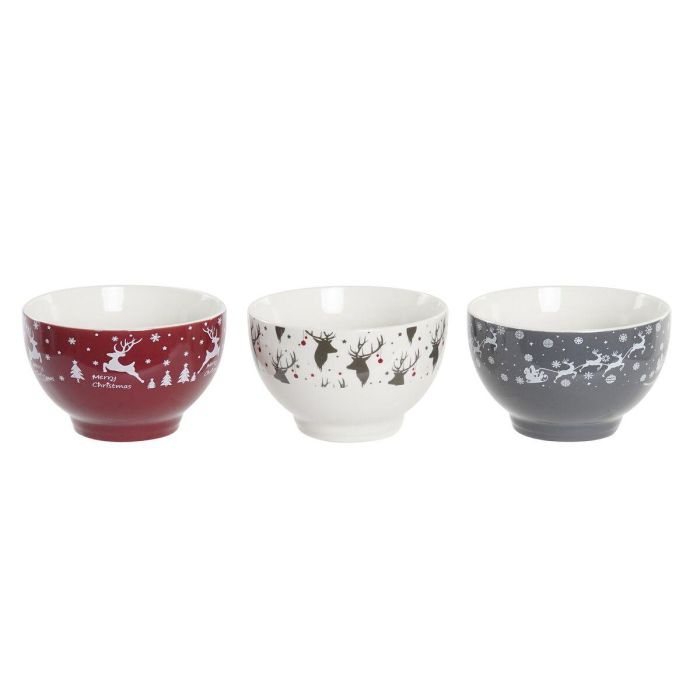 Set de Cuencos DKD Home Decor Blanco Rojo Gris Porcelana 500 ml 13 x 13 x 8 cm (3 Unidades) Set de Cuencos DKD Home Decor Blanco Rojo Gris Porcelana 500 ml 13 x 13 x 8 cm (3 Unidades)