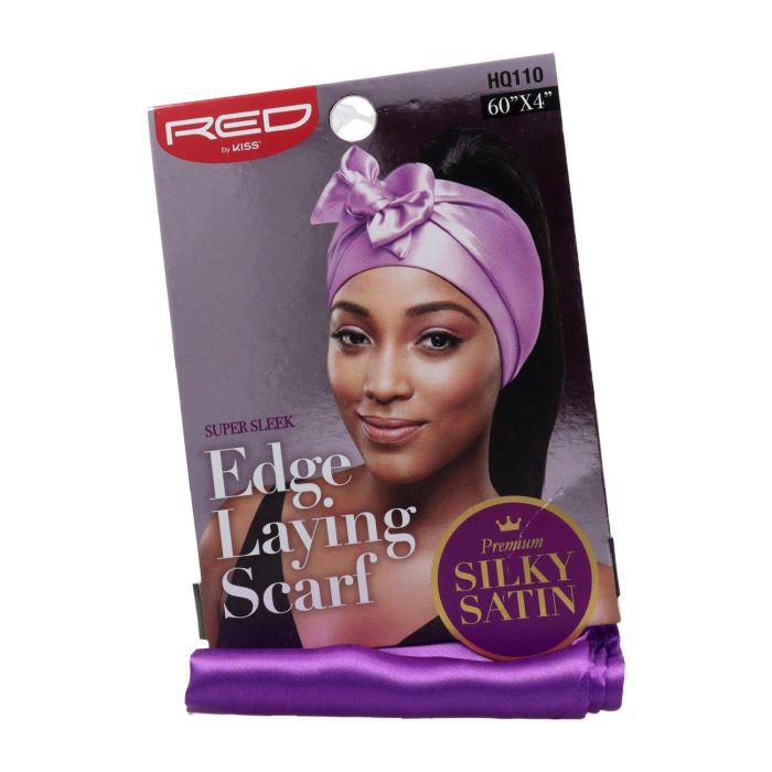 Red Kiss Banda de Cabello en Seda Satinada con Borde, Color Púrpura