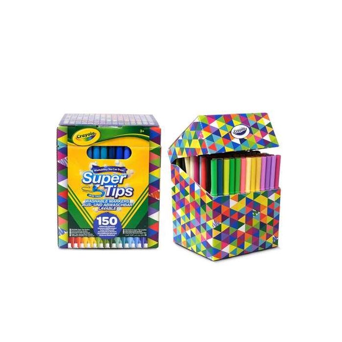 Crayola Rotuladores Súper Punta Super Tips Lavables 150 Unidades 18x14.8x13.5 cm 1