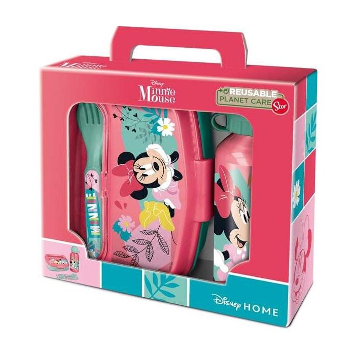 Set De Botella Portaliquidos Y Sandwichera Safta + Cubiertos Minnie Mouse Nalve 180x210x70 mm Set De Botella Portaliquidos Y Sandwichera Safta + Cubiertos Minnie Mouse Nalve 180x210x70 mm