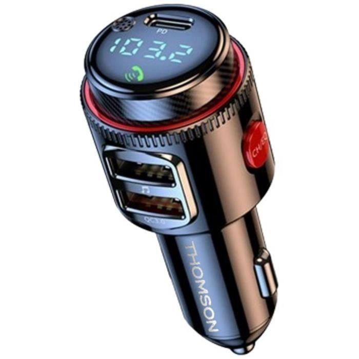 Thomson THO3513767430029 Transmisor FM Bluetooth 12/24V 48W con Carga Rápida QC 3.0 y LED azul