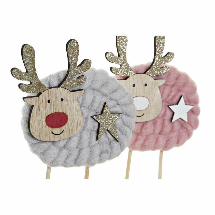 Adorno Navideño DKD Home Decor Poliéster Madera (2 pcs) (10 x 4 x 16 cm) 1