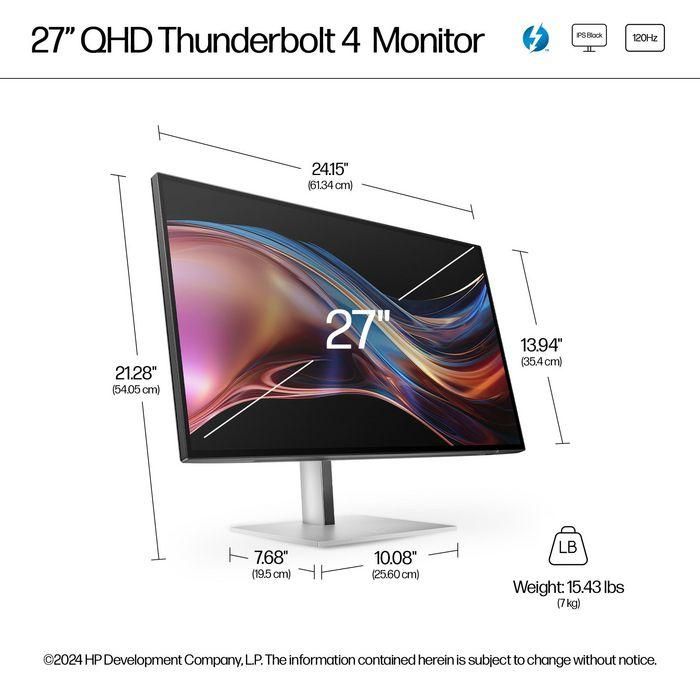 HP Monitor Series 7 Pro 27" QHD Thunderbolt 4 727pu | Ver tus ideas cobrar vida con colores impactantes y conectividad perfecta. 3