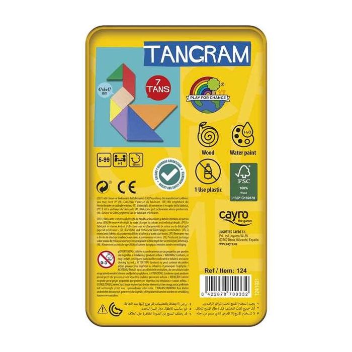 Cayro Juego Tangram de Madera en Caja de Metal 15x15x3 cm 3