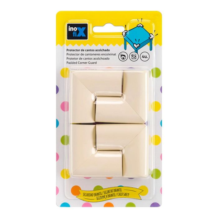 Inofix Protector cantos acolchado blanco 5002-2-001 (blister 4 unid.) Protector de golpes adhesivo caucho espuma flexible 1