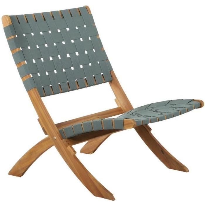 Juego de 2 sillones de jardín VERONE en madera de acacia FSC y cuerda - color verde 2