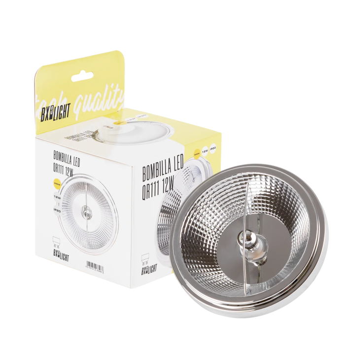 BX3 LIGHT Bombilla LED QR111 12W 1200 Lumen 6000K GU10 40000 Horas de Vida BX3-GU10-12W-CW para Tiendas, Escaparates