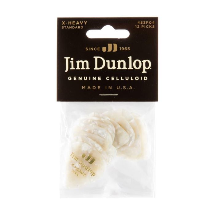 Dunlop Pack 72 Púas Genuine Celluloid Classic Blanco Perlado X Heavy 2