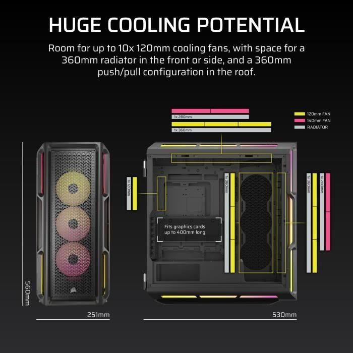 Corsair 5000T LX RGB Caja Media Torre Negro con Ventana Lateral, 3 Ventiladores, CC-9011298-WW 3