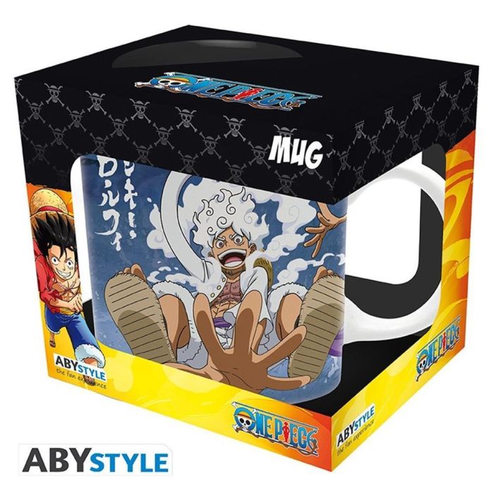 Abystyle Taza One Piece Luffy Gear 5 Nika - Modelo Mítico Nika, Cerámica 320ml, Apta Lavavajillas