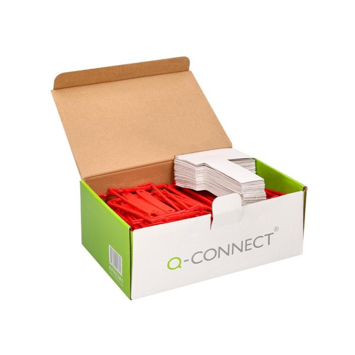 Encuadernador Fastener Q-Connect Plastico D-Clips Color Rojo Caja De 100 Unidades 1