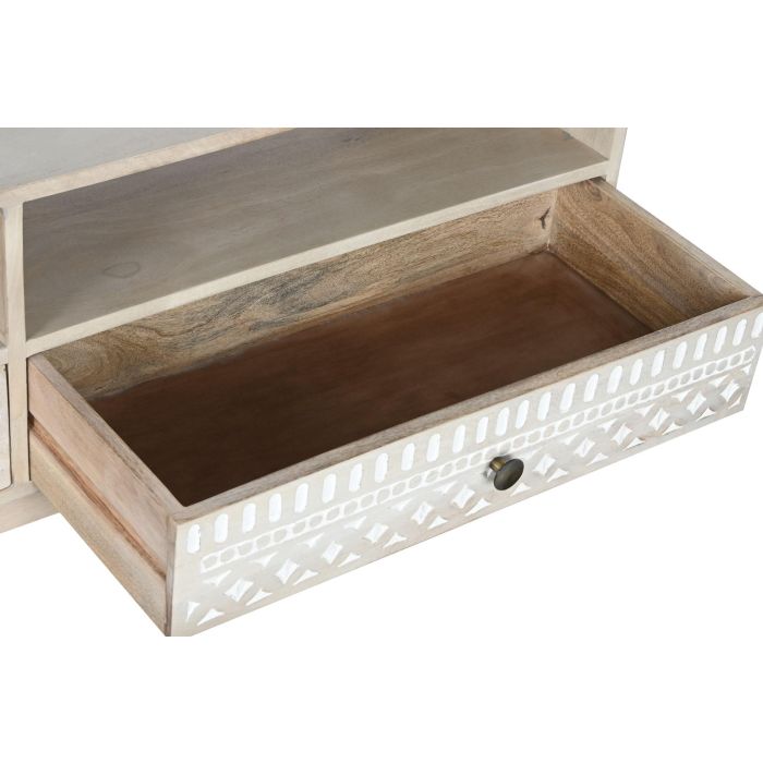 Mueble de TV DKD Home Decor Blanco Natural Madera de mango 130 x 40 x 45 cm 4 Mueble de TV DKD Home Decor Blanco Natural Madera de mango 130 x 40 x 45 cm 4