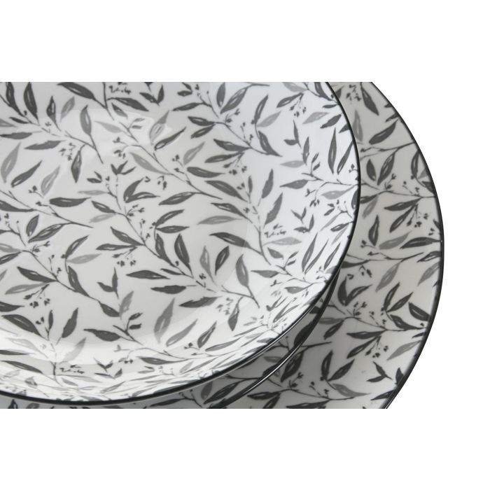 DKD Home Decor Vajilla Oriental Gris Claro Porcelana 27x27x2 cm Set 18 Piezas DKD Home Decor Vajilla Oriental Gris Claro Porcelana 27x27x2 cm Set 18 Piezas