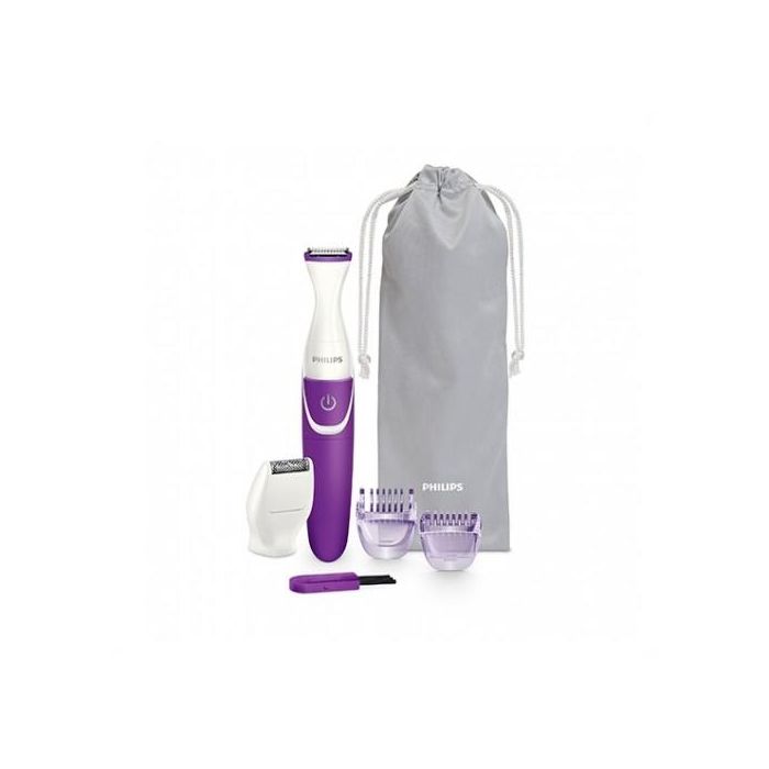 Philips Depiladora Perfiladora Essential BikiniGenie Morado Lavable, Cabezal de Corte Preciso, Incluye Peines-Guía y Funda 1