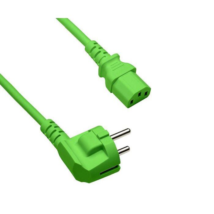 Noname Power cord Europe CEE 7/7 90° to C13, 0,75mm², VDE, Green, length 1,80m Noname Power cord Europe CEE 7/7 90° to C13, 0,75mm², VDE, Green, length 1,80m