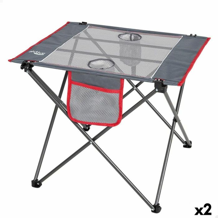 Mesa Plegable Aktive Camping Gris 62 x 50 x 50 cm (2 Unidades) Mesa Plegable Aktive Camping Gris 62 x 50 x 50 cm (2 Unidades)