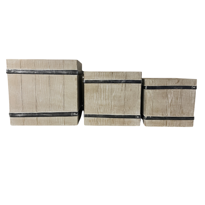 DKD Home Decor Macetero Cottage Marrón 44 x 43 x 44 cm Set de 3 unidades