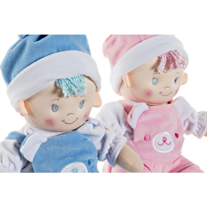 DKD Home Decor Peluche Bebe Rosa Azul 18 x 30 x 22 cm 1
