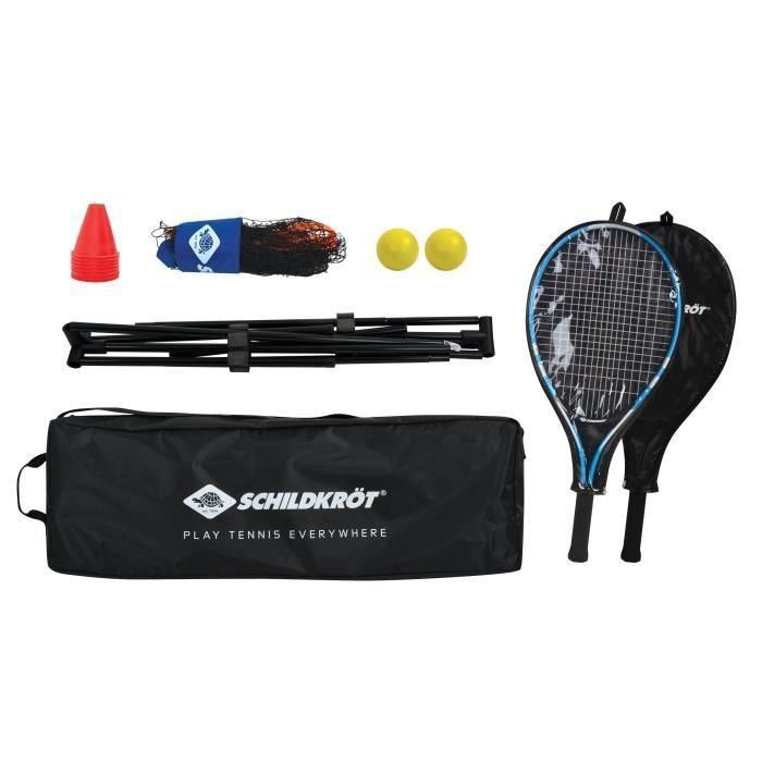 Schildkröt Fun Sports SCH4000885709865 - Mochila de Tenis para 2 Raquetas, Fundas, 2 Pelotas Espuma Ø7mm, Red Autoportante 75x300 cm y 6 Conos 1