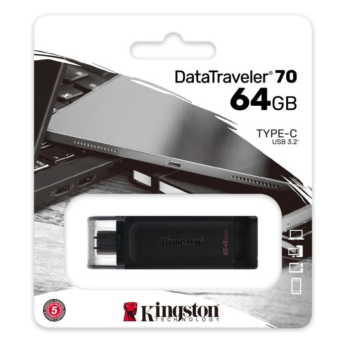 KINGSTON DT70/64GB Pendrive USB-C 64GB 3.2 Gen 1 Negro 4