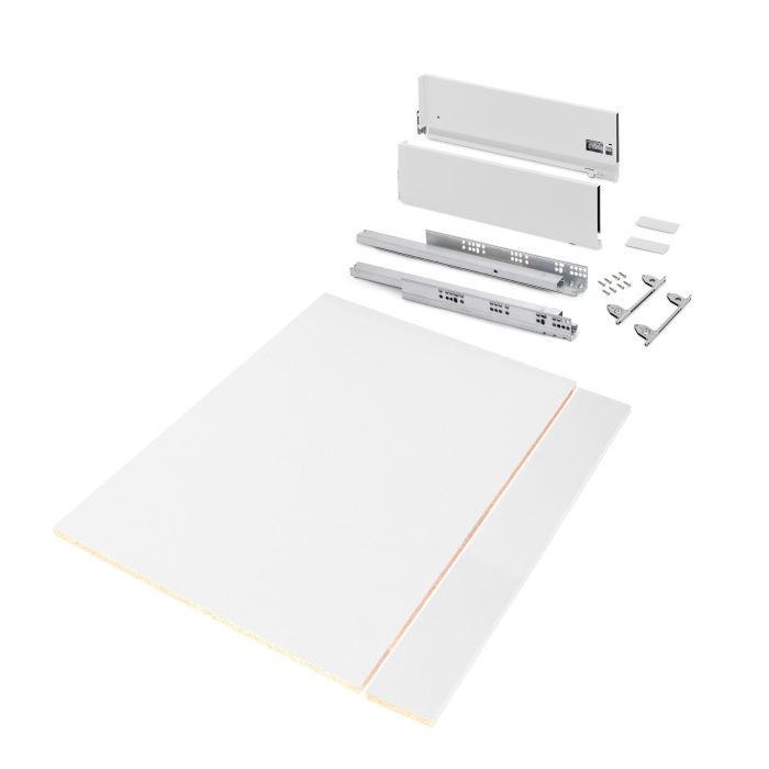Emuca Kit de cajón para cocina o baño Vertex de altura 178mm con regulación 3D, tableros incluidos, módulo 900mm, Pintado blanco