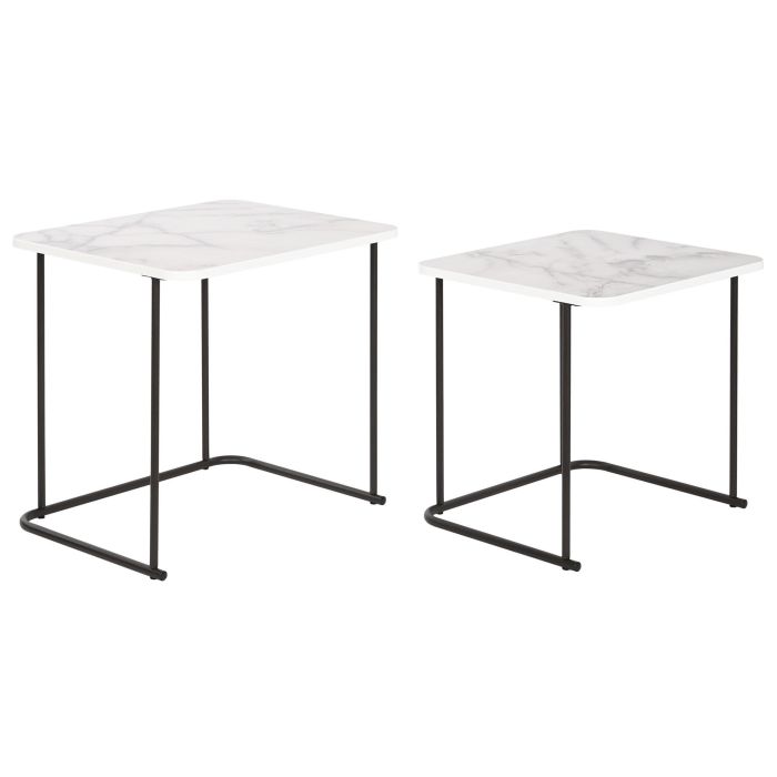 DKD Home Decor Mesita Auxiliar Set de 2 Blanco Negro 43 x 49 x 51 cm 3