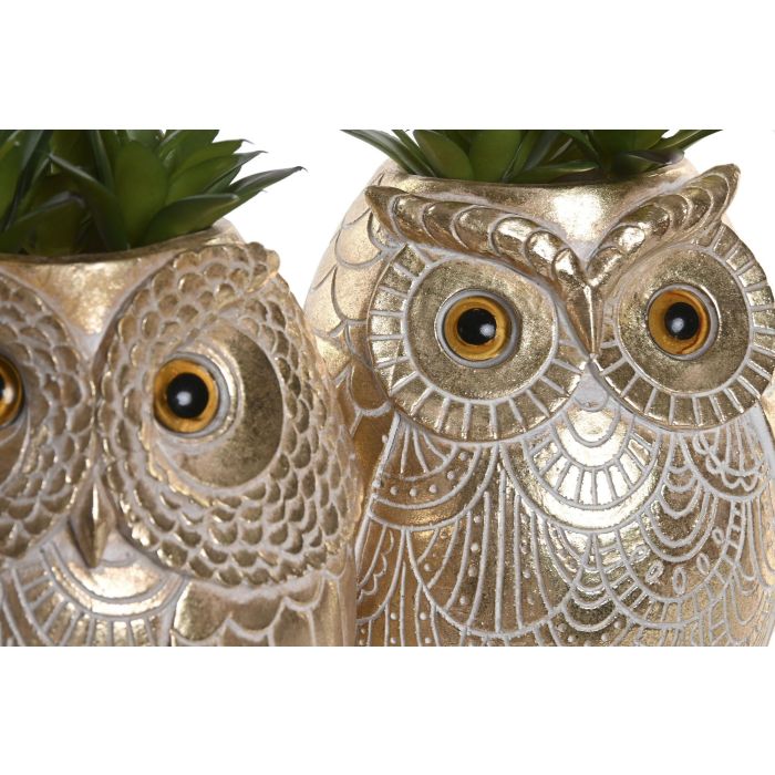 Planta Colonial DKD Home Decor Dorado Verde 11 x 18 x 11.5 cm (4 Unidades) 1