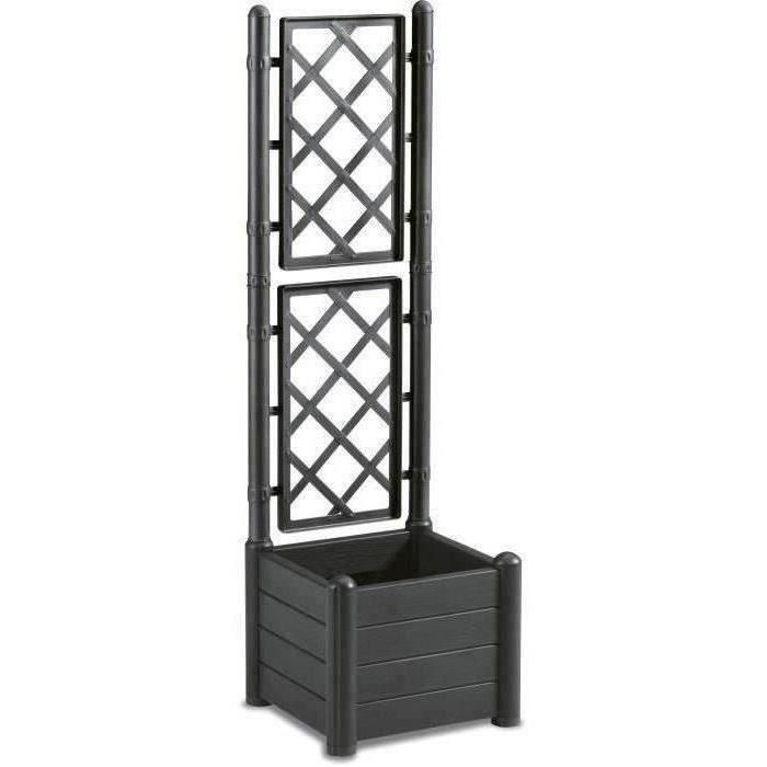 Stefanplast STE8003507801066 Jardinera cuadrada Italia con enrejado, 30L, Plástico, Antracita