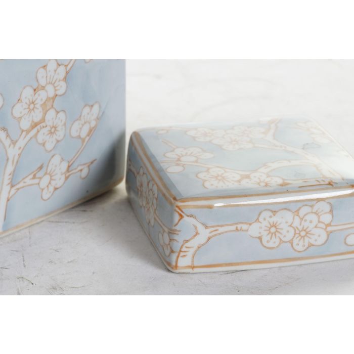 DKD Home Decor Jarrón Oriental Porcelana Colección Sook con Flores Azul Naranja 15.5 x 21.5 x 15.5 cm 2 DKD Home Decor Jarrón Oriental Porcelana Colección Sook con Flores Azul Naranja 15.5 x 21.5 x 15.5 cm 2